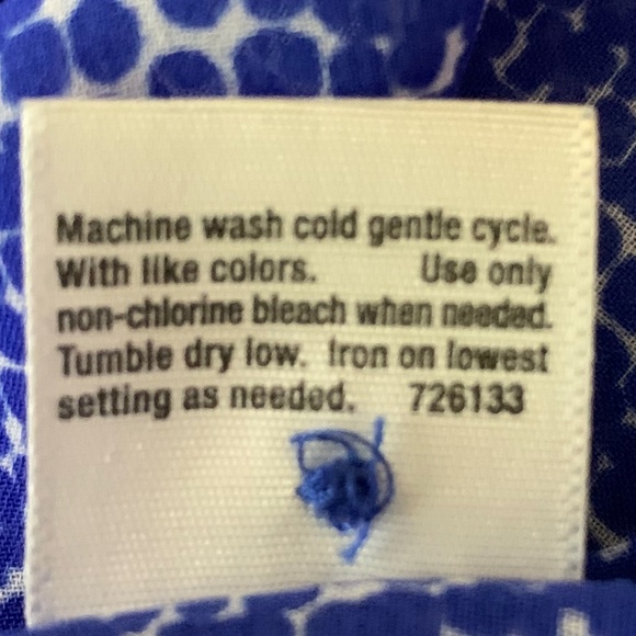 ana Blue White Print Sheer Long Sleeve Top Women's Size L Casu… - Picture 10 of 10